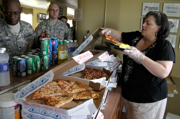 Pizza for lunch at the USO